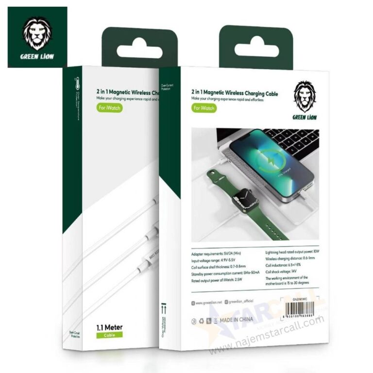 Green Lion 2 in 1 Magnetic Wireless Charging Cable 1.1M 10W for iWatch
