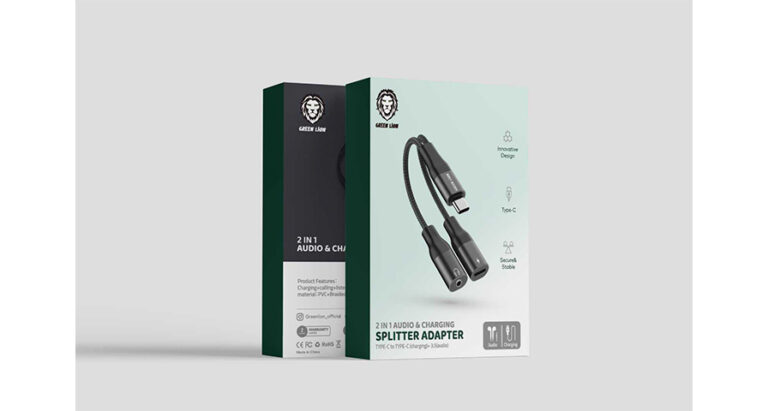 Green Lion 2 in 1 Splitter Adapter ( Type-C to Type-C(Charging) + 3.5MM(Audio)-Black