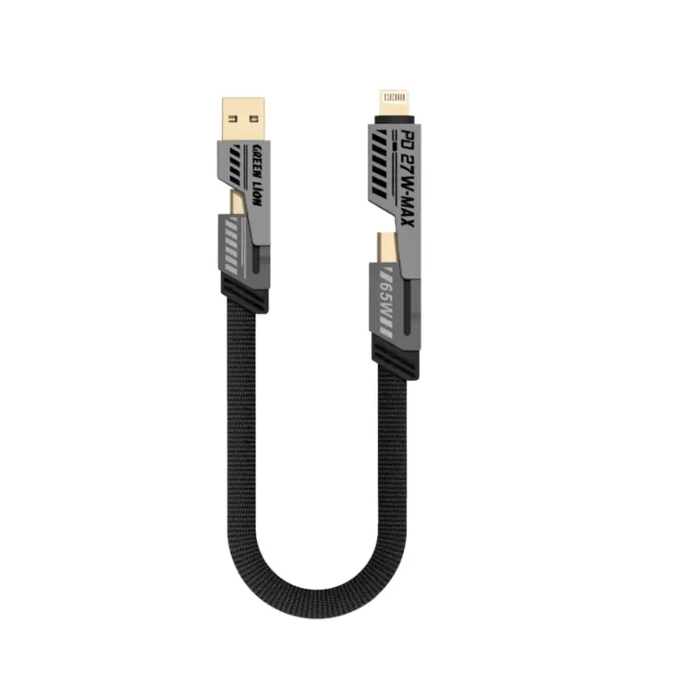 Green Lion 2 in 2 Braided Cable C to C+L and A to C+L 0.3m 65W