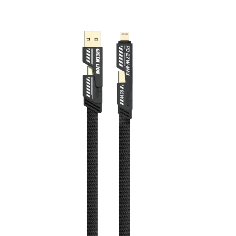 Green Lion 2 in 2 Braided Cable C to C+L and A to C+L 1.2m 65W