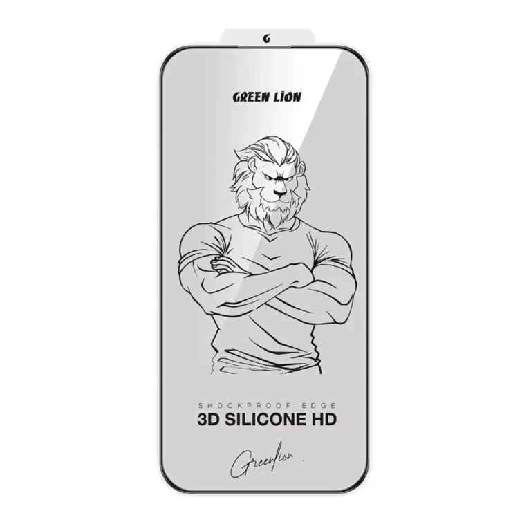 Green Lion 3D Silicone Plus High Definition Edge Glass for iPhone 17 Pro Max - Black Edge / Clear