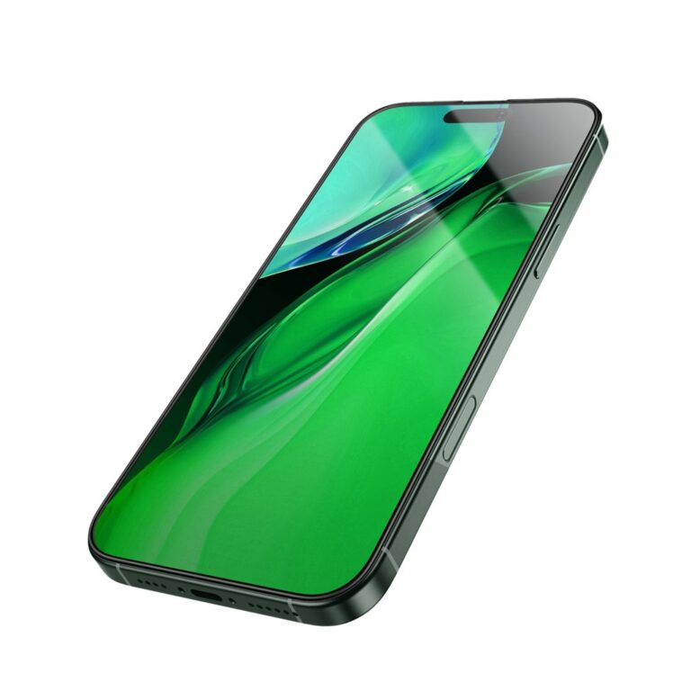 Green Lion 3D Silicone Plus High Definition Edge Glass for iPhone 16 Series - Black Edge/Clear