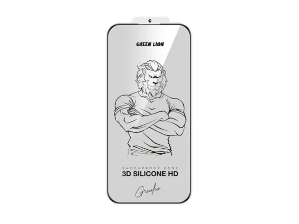 Green Lion 3D Silicone Plus High Definition Edge Glass for iPhone 17 Pro Max - Black Edge / Clear