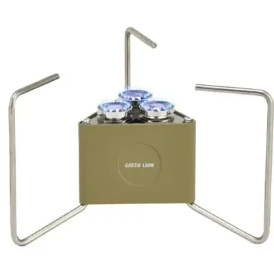 Green Lion 3-Burner Foldable Camping Stove - Khaki