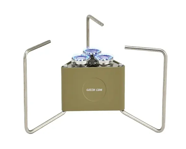 Green Lion 3-Burner Foldable Camping Stove - Khaki
