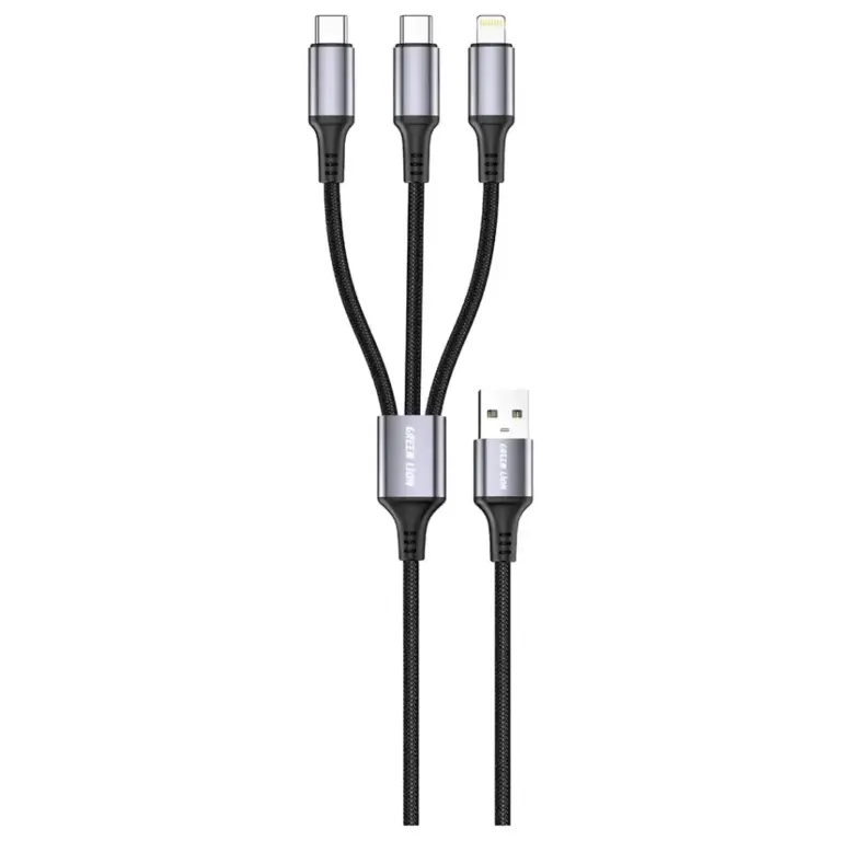 Green Lion 3-In-1 USB-A Cable with 2 USB-C & Lightning