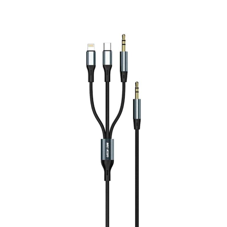 Green Lion 3 in 1 AUX Cable ( Aux / Lightning / Type-C ) 1.2M 3.5MM