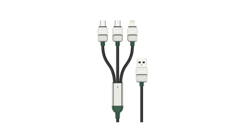 Green Lion 3-in-1 Cable Braided USB-A to C+C+L - Black + Dark Green