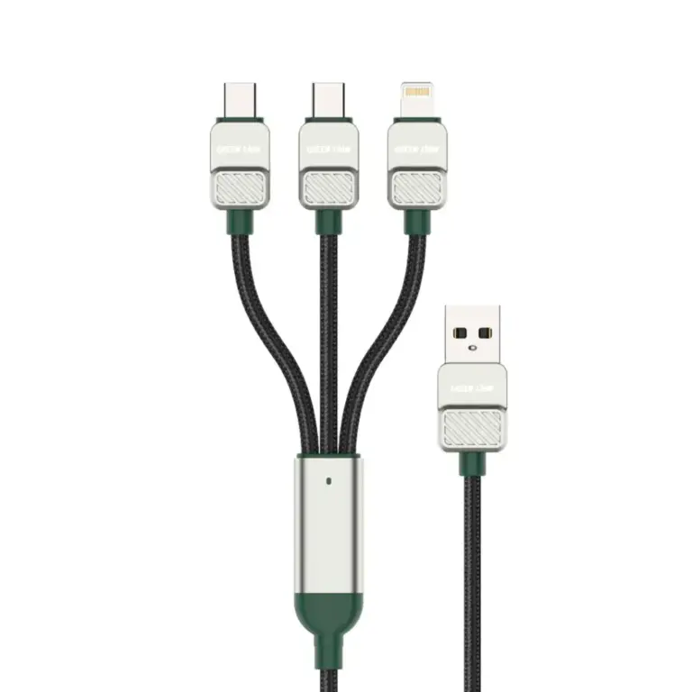 Green Lion 3-in-1 Cable Braided USB-A to C+C+L - Black + Dark Green