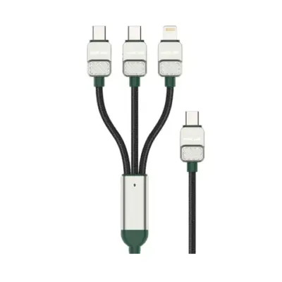 Green Lion 3-in-1 Cable Braided Type-C to C+C+L - Black + Dark Green