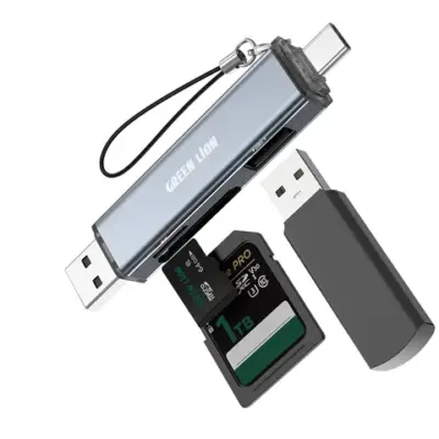 Green Lion 3 in 1 Card Reader with USB-A & USB-C Connectivity