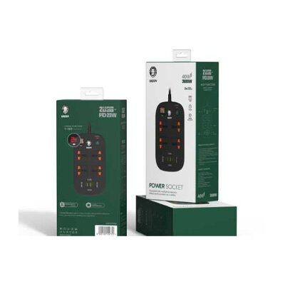 Green Lion 4 AC 2 USB & 2 USB-C PD 40W Multiport Smart Power Socket 3500W (3M)