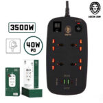 Green Lion 4 AC 2 USB & 2 USB-C PD 40W Multiport Smart Power Socket 3500W (3M)