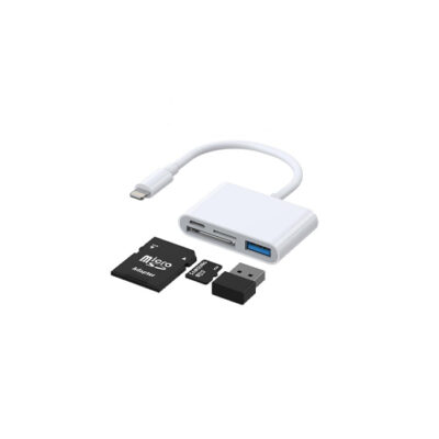 Green Lion 4-In-1 Lightning OTG Adapter with SD TF Card Slots Type-C and USB-A Ports