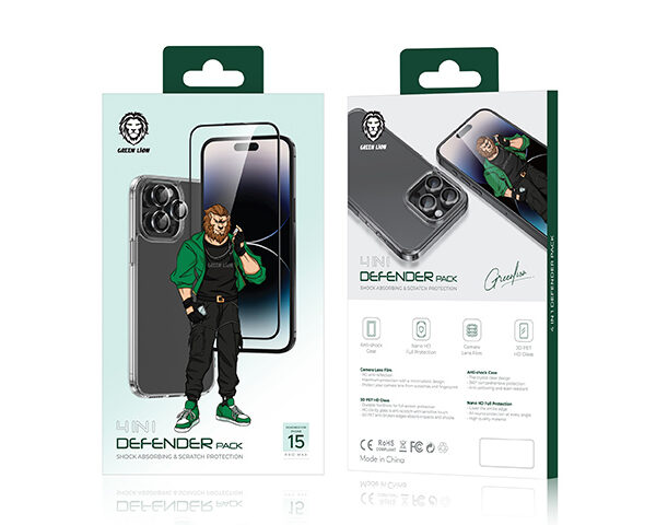 Green Lion 4 in 1 Defender Pack for iPhone15 Pro / 15 Pro Max