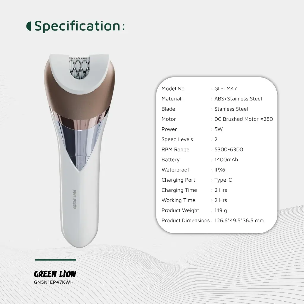 Green Lion 5 in 1 Cordless Epilator Kit