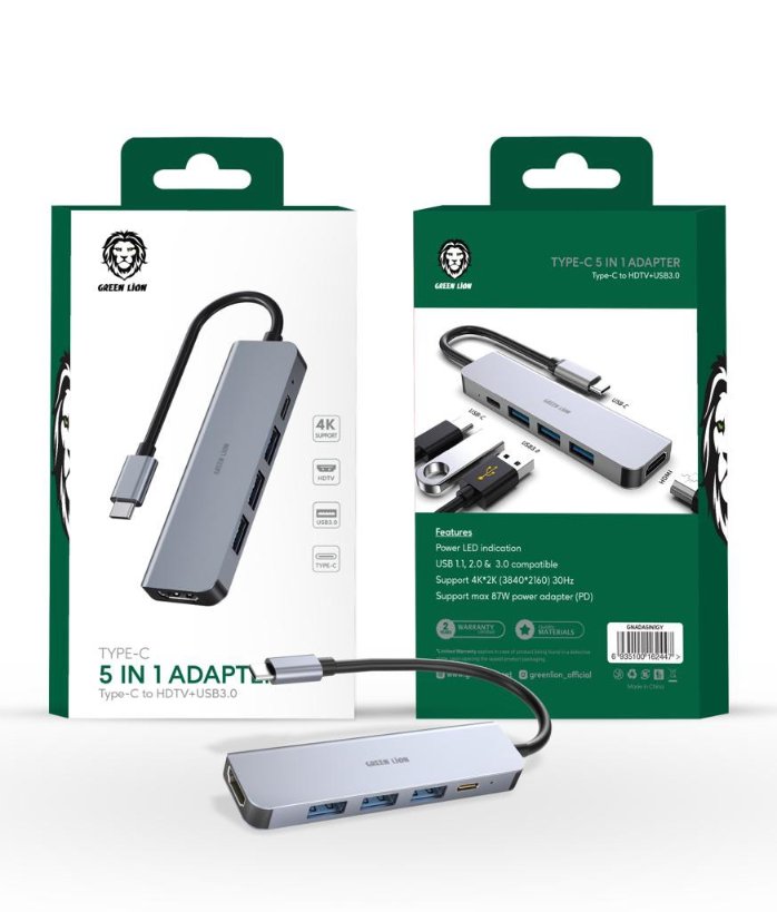 Green Lion 5 in 1 Type-C Adapter 4K