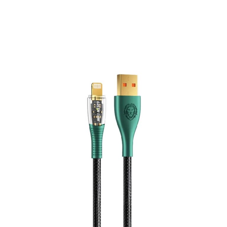 Green Lion Braided USB-A to Lightning Transparent Cable 1M