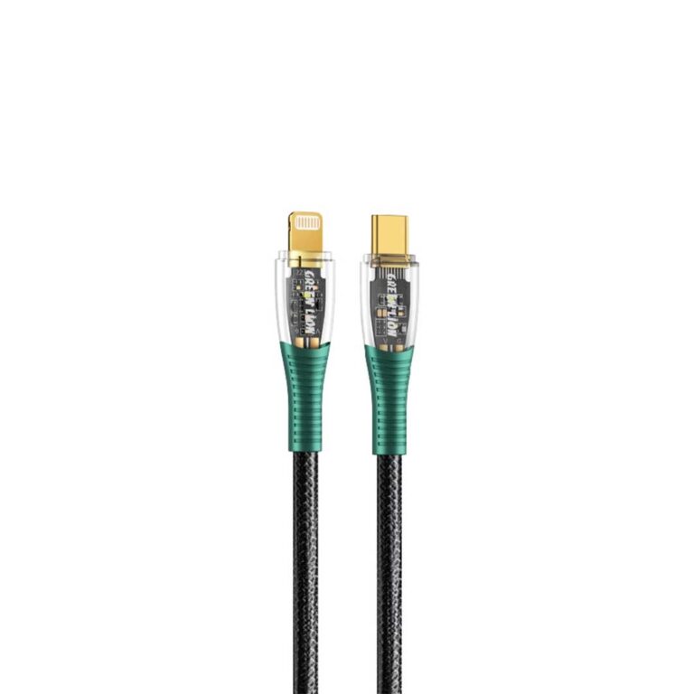 Green Lion Braided USB-C to Lightning Transparent Cable 1M PD 20W