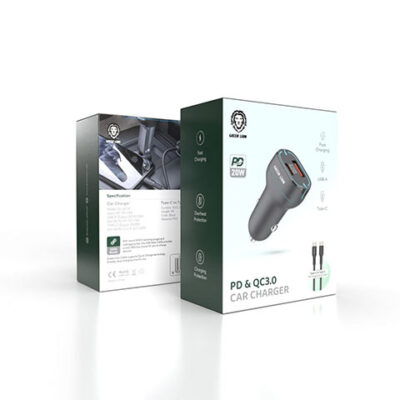 Green Lion Car Charger PD+QC 38W+TC-TC cable 1M Black/Orange