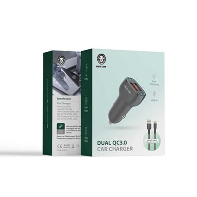 Green Lion Car Charger QC18w+QC 18w Total 36w USB-Type c cable 1m Black/Orange