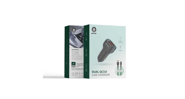 Green Lion Car Charger QC18w+QC 18w Total 36w USB-Type c cable 1m Black/Orange
