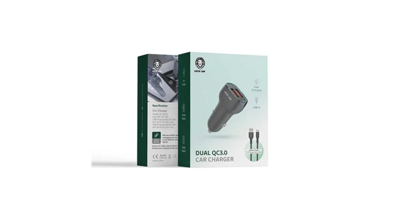 Green Lion Car Charger QC 18w+QC 18w Total 36w USB-lPH cable 1m Black/Orange