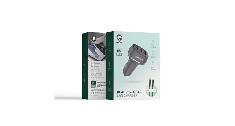 Green Lion Car Charger QC+PD+PD 50W with TC-lPH Data cable1m Black/Orange