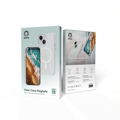 Green Lion Clear MagSafe Case with Metal Buttons for iPhone 15 Pro / 15 Pro Max