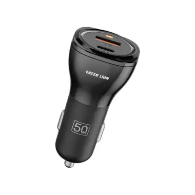 Green Lion Dual Port Car Charger 50W (with C to C / C to L Cable)