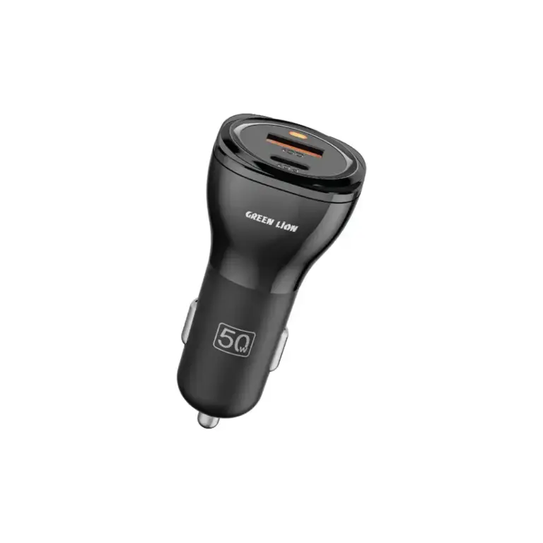 Green Lion Dual Port Car Charger 50W (with C to C / C to L Cable)