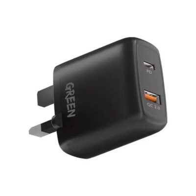Green Lion Dual USB Port Wall Charger PD+QC3.0 20W UK