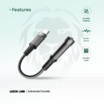 Green Lion Earphone Adapter USB-C to 3.5 Aux 12CM
