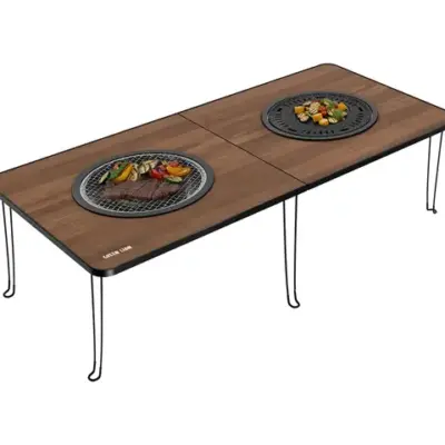 Green Lion Fold Grill Mate Camping BBQ Table - Wood