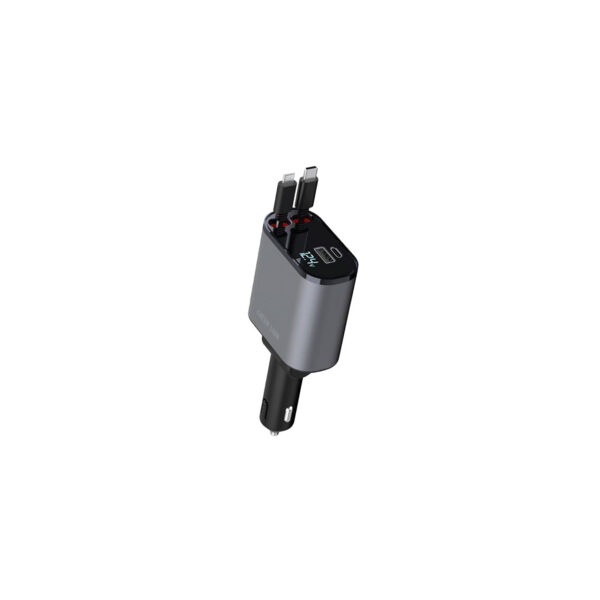 Green Lion Integrated Car Charger with Retractable Cables 38W