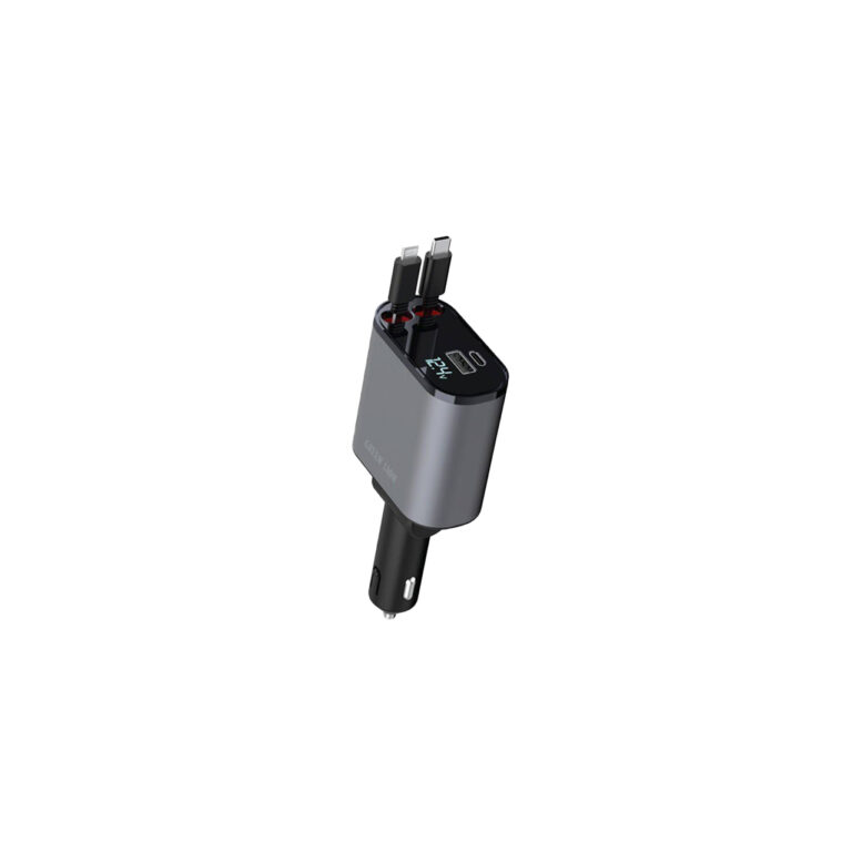 Green Lion Integrated Car Charger with Retractable Cables 38W
