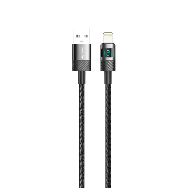 Green Lion LED Display Braided USB-A to Lightning Cable