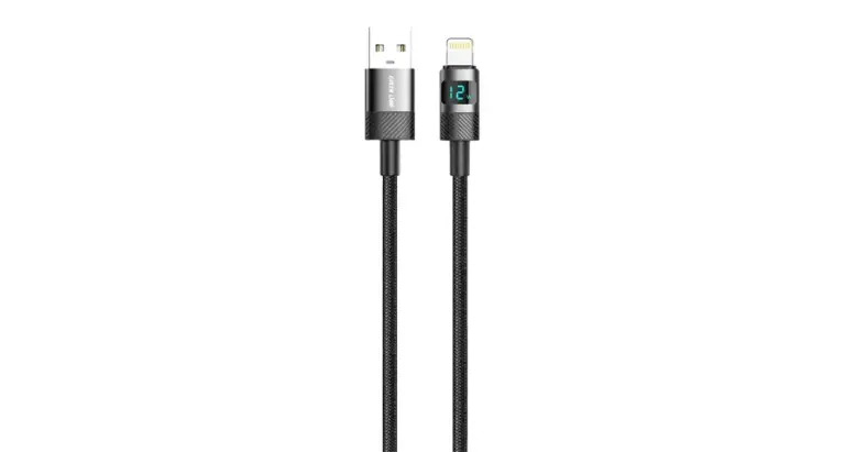 Green Lion LED Display Braided USB-A to Lightning Cable