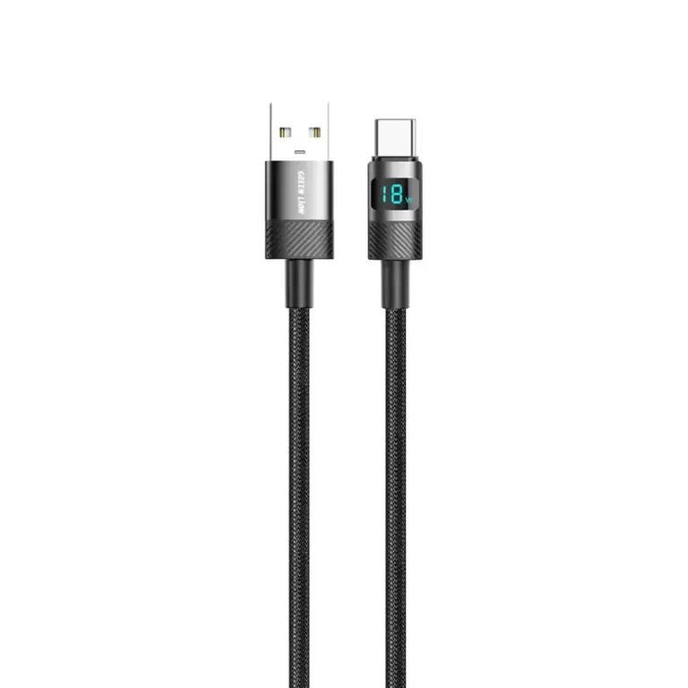 Green Lion LED Display Braided USB-A to USB-C Cable