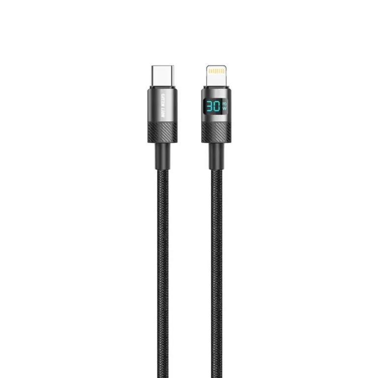 Green Lion LED Display Braided USB-C to Lightning Cable