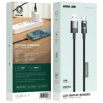 Green Lion LED Display Braided USB-A to USB-C Cable
