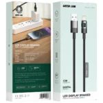 Green Lion LED Display Braided USB-A to Lightning Cable