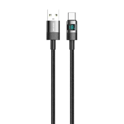 Gadget Pulse Kenya 4 Green Lion LED Display Braided USB-A to USB-C Cable