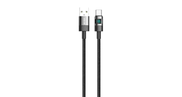 Green Lion LED Display Braided USB-A to USB-C Cable