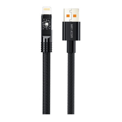 Green Lion Led Braided Usb-A to Lightning 1Meter