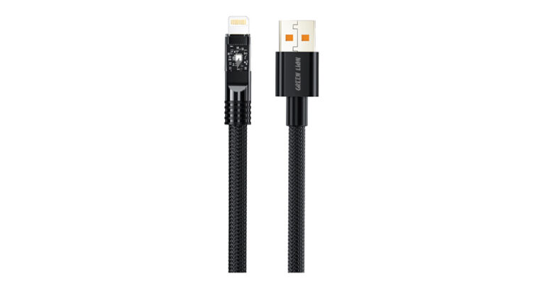 Green Lion Led Braided Usb-A to Lightning 1Meter