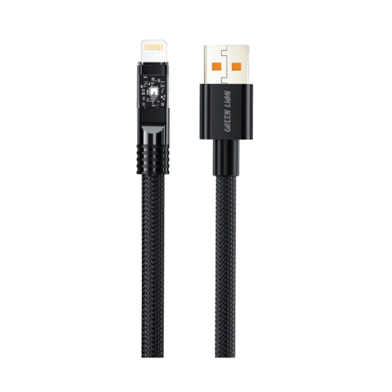 Green Lion Led Braided Usb-A to Lightning 1Meter