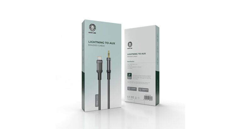 Green Lion Lightning to AUX Braided Cable 1M
