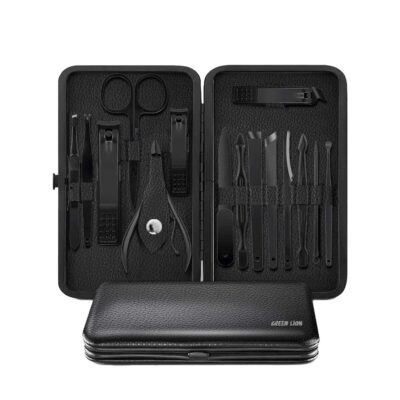 Green Lion Limpia 15 in 1 Manicure & Pedicure Kit Stainless Steel PU Leather Nail Clipper Set Non-Slip Tool Kit