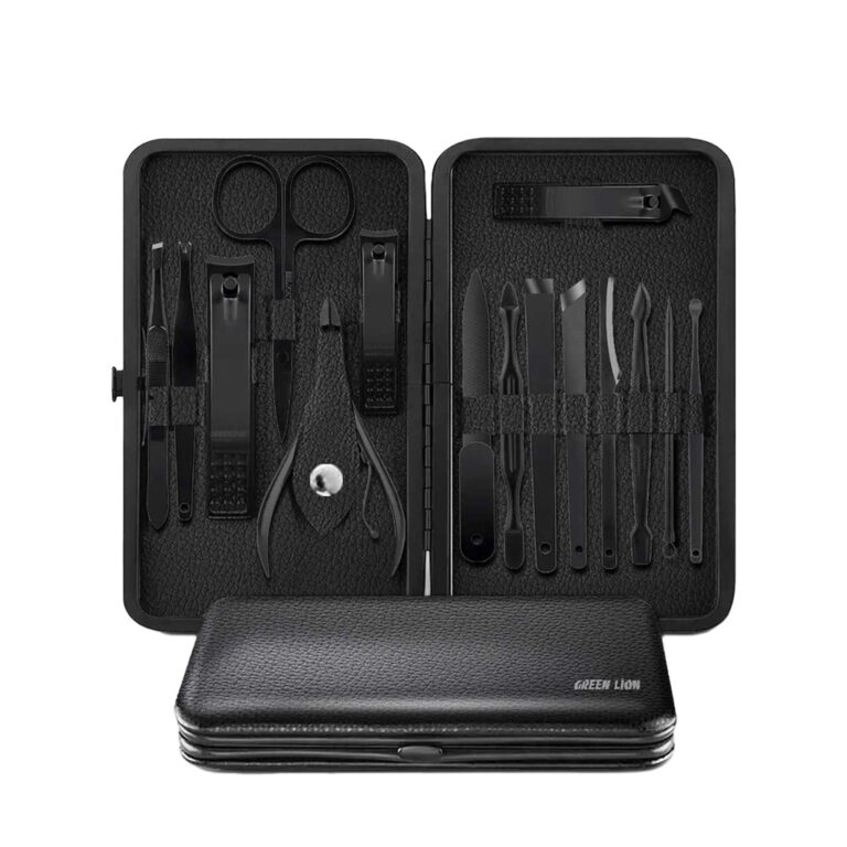 Green Lion Limpia 15 in 1 Manicure & Pedicure Kit Stainless Steel PU Leather Nail Clipper Set Non-Slip Tool Kit